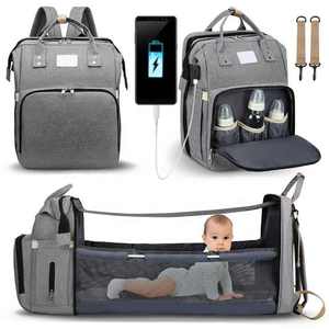 Mochila Pañalera Portátil de Verano para Mamá y Papá, Material Oxford, Bolsillo Aislado, Puerto de Carga USB, Cremallera Antirrobo con RFID - Product Image 1