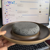 Plat de service pour steak en pierre de lave volcanique naturelle polie, design Art Déco, fait main, pour barbecue extérieur, Feng Shui Amour