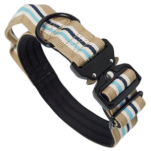 Striped Tactical <b>Dog</b> <b>Collar</b>, Adjustable Nylon Padded Pet <b>Collar</b> with Heavy Duty Metal Buckle for Medium <b>Large</b> <b>Dogs</b> - Product Image 1