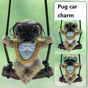 Ciondolo per Specchietto Retrovisore <span class=keywords><strong>Auto</strong></span> <span class=keywords><strong>a</strong></span> Forma di Cucciolo di Carlino Anime in Gesso, Ornamento Decorativo per <span class=keywords><strong>Auto</strong></span>, Accessori e Regali - Product Image 2