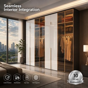 <span class=keywords><strong>Armoire</strong></span> moderne minimaliste de luxe en blanc et bois, style nordique, <span class=keywords><strong>armoire</strong></span> modulaire personnalisée pour chambre à coucher, grande capacité de rangement, <span class=keywords><strong>armoire</strong></span> de villa - Product Image 1