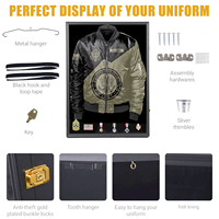 Vitrine murale verrouillable en tissu noir et verre, cadre photo moderne, casier pour casquettes, chapeaux, épées, médailles, boîte à ombre militaire