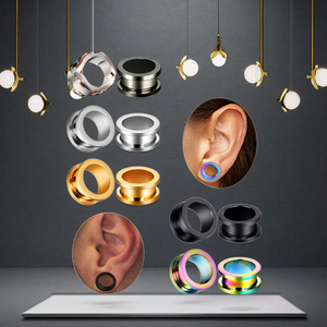 Xinfocus 2mm-22mm bouchon d'oreille Tunnels jauges Kit d'étirement en acier inoxydable vis sur Double évasé extenseur mode corps bijoux - Product Image 3