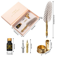 Ensemble stylo plume et encre en métal vintage antique - Cadeau d'affaires avec logo personnalisé disponible