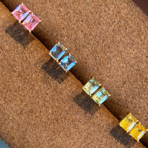 Xinfly 18K Gold Classic 0.5CT Colorful Sapphire <b>Stud</b> <b>Earrings</b> Women's Gift Hot Sale <b>Fine</b> Jewelry Custom - Product Image 1