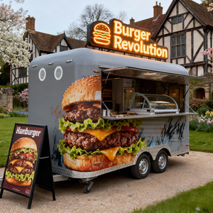 Petit camion de nourriture de rue commercial mobile <span class=keywords><strong>pas</strong></span> <span class=keywords><strong>cher</strong></span>, chariot de nourriture rapide pour café, pizza, remorque avec véranda, cuisine entièrement équipée - Product Image 2