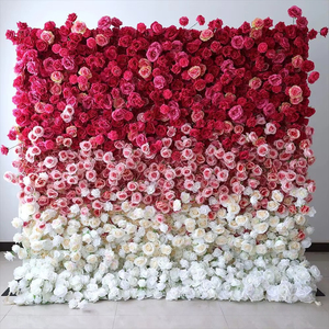 ZMHLHYJY - Fondo de Pared Moderno y Ecológico con Flores de Seda Simuladas en 3D, Color Rojo, para Bodas al Aire Libre, Otoño y Festividades - Product Image 4
