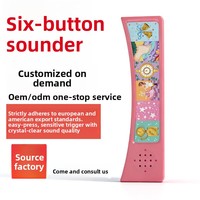 Module sonore en plastique à 6 boutons en forme de croissant, boîte sonore à pression pour livres, emballage personnalisable disponible en gros