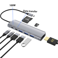 Vente en gros personnalisée Station d'accueil 8 en 1 Hub Usb c Type C hd Tv Hub Usb pour ordinateur portable téléphone mobile tablette ordinateur mac accessoires