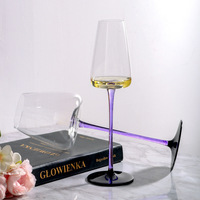 Verre à vin en verre de Chine Jiahe fait à la main, classique, violet, fond concave, pied haut, capacité de 301 à 400 ml, pour les fêtes