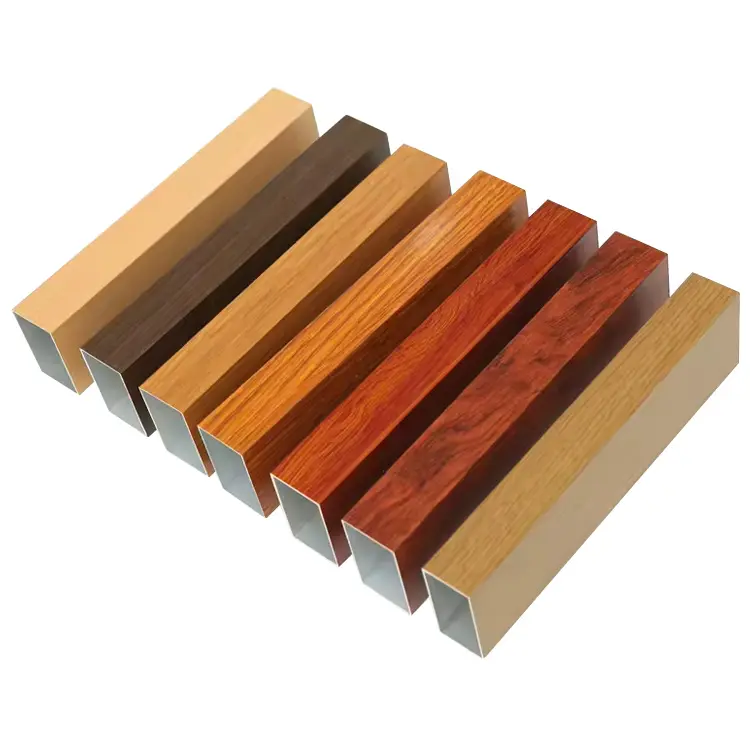 6000 سلسلة أنبوب مربع على شكل U - ستائر الحائط - مظهر جانبي من الالومنيوم - حبات الخشب