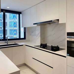 Mueble de Cocina Modular Moderno de Alta Gama, Madera Contrachapada Ecológica, Duradera e Impermeable, Isla de Cocina con Mesa de Comedor de una Sola Pieza, Personalizable - Product Image 4