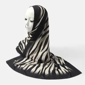 High Quality Luxury Printed Chiffon Scarf Hijab Comfortable Zebra Stripe Design For Muslims Summer Collection Hot Sale Stock Lot