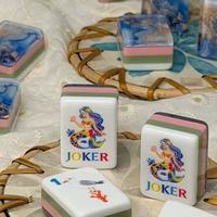 Jeu de tuiles de mahjong automatiques de luxe en acrylique, thème Paillettes, Mer, Plage, Océan, Corail, Sirène, pour jeu de casino et utilisation portable
