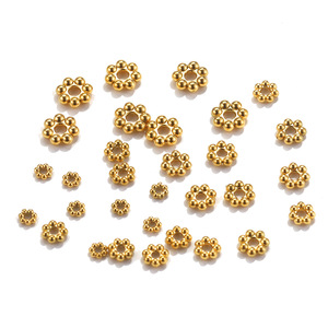 Daisy neige <span class=keywords><strong>flocon</strong></span> fleur entretoise perles plaqué or breloques connecteurs de perles en vrac pour acier inoxydable bijoux - Product Image 2