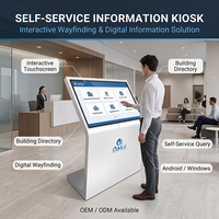 32 İnç monitörlü dokunmatik interaktif kiosk, ayaklı dijital tabela terminali, hastane yönlendirme bilgi sorgulama ekranı