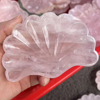 Bol en coquille de quartz rose naturel sculpté de pierres de guérison ornement artisanat en cristal fait à la main bol en pierre artisanal élégant