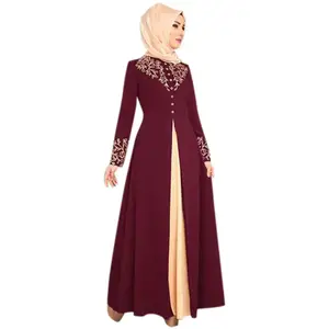 Slim Elegant Abaya Delicate Long-Sleeve Women Maxi Dress Arab Women Party Dress For Ladies Manufacture Wholesale