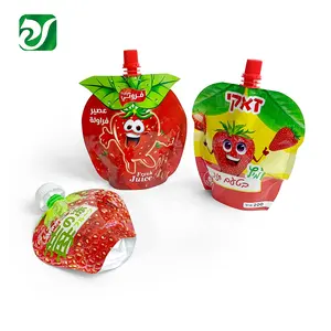 Fruit Shaped Bags Custom Strawberry Flavor Beverage Packaging Doypack Plastic VMPET Laminated Spout Pouch