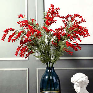 Fleur artificielle en soie d'acacia, cerisier et <span class=keywords><strong>mimosa</strong></span>, 3 branches, tige unique, pour décoration intérieure et arrangements floraux - Product Image 2