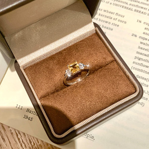 9 Simple 6mm Princess Cut Color Gemstone 3 Stone <b>Adjustable</b> <b>Ring</b> 925 Sterling <b>Silver</b> Anti Tarnish Fine Jewelry For Women - Product Image 4