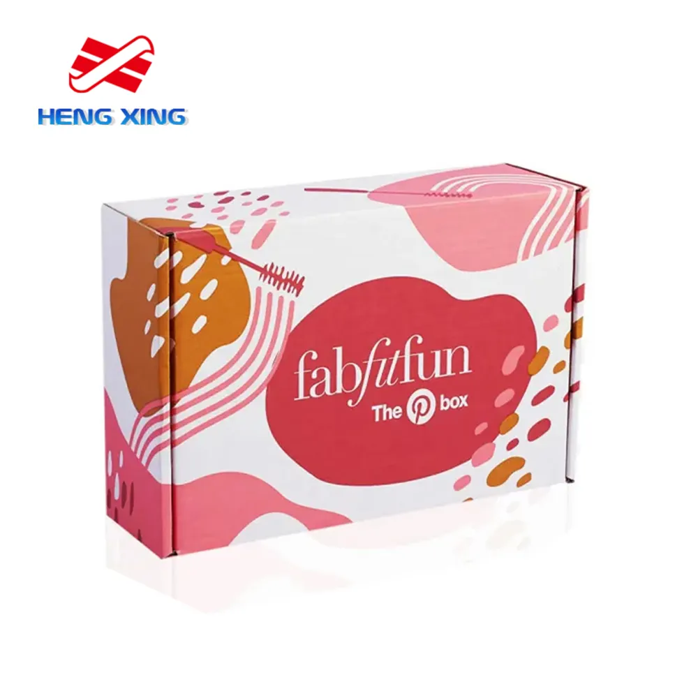 HENGXING Low MOQ scatole colorate personalizzate Logo imballaggio cartone rosa stampato Eco abbigliamento Poly Cosmetic Flat Small Mailer Box 500
