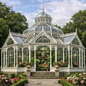 Serre de jardin de luxe européenne en fer blanc et verre pour projets de construction de jardins de mariage - Product Image 1