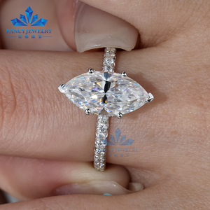 Custom Luxury Jewelry 10K 14K 18K White Gold HPHT CVD Lab Grown <strong>Diamond</strong> 1-3carat Marquise Cut <strong>Diamond</strong> Ring With IGI GIA - Product Image 4