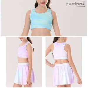 Conjunto de ropa de tenis para chicas adolescentes de 4 a 12 años con estampado de sublimación, falda de dos piezas y camiseta sin mangas - Product Image 2
