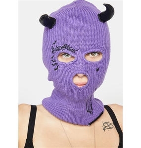 Violet Bébé Ghoul Brodé Balaclava <span class=keywords><strong>Masque</strong></span> de <span class=keywords><strong>Ski</strong></span> avec Diable Cornes - Product Image 1