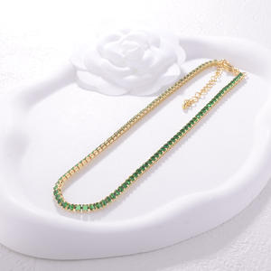 18k 金镀金 3.5 毫米杯形链网球链时尚颈链项链，带 4 爪镶嵌 CZ Oro Laminado 新款时尚珠宝 - Product Image 5