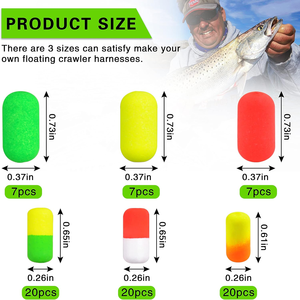 81 Piezas de Flotadores de Pesca de Espuma Snell, Flotadores Redondos de Espuma Tipo Bala para Pesca de Pompano, Bagre, Trucha y Lucioperca - Product Image 3