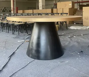 Esszimmer möbel Kegel Sockel Runde Massivholz Minimalist 8-Sitzer Esstisch Esstisch Metal Restaurant Wohn möbel