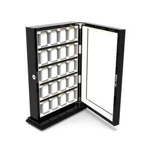 Retail Piano Lacquer Watch Box Key Luxury Wood Black Wall Watch Box Organizer 20 Case Slot Watch With Glass Display Top