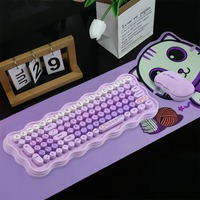 Ensemble clavier et souris sans fil personnalisé, design nuage arc-en-ciel multicolore, taille standard, mignon