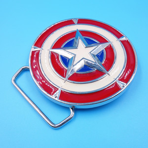 Hebilla de cinturón con diseño del escudo del Capitán América de Marvel, hebilla de aleación de zinc para estilo deportivo, diseño de dibujos animados en rojo. - Product Image 1