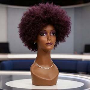 Perruque Afro Souple Sans Colle à Ondulations Afro, 8 Pouces, Bouclée, Faite à la Machine, 100% Fibre Synthétique de Haute Qualité, avec Bonnet en Maille Élastique – Vente en Gros - Product Image 1