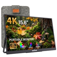 Moniteur portable 4K de 15,6 pouces 60 Hz avec housse de protection légère pour ordinateur portable, jeux, divertissement et études