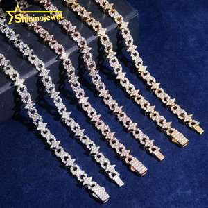 Collana con bracciale cubano Moissanite con catena a maglia a forma di stella piccola fila con anelli cubani di diamanti Hip Hop personalizzati - Product Image 4