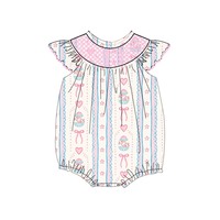 Puresun Vêtements pour enfants en gros, tenue pour bébé fille en coton à imprimé floral et œufs de Pâques, avec bordure festonnée