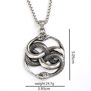 Yunnique-collar con colgante de serpiente doble de acero inoxidable para hombre, collar con dijes temáticos de estilo Punk, regalo, joyería de moda - Product Image 5