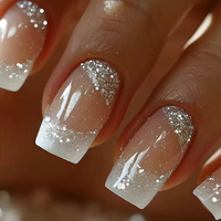 Uñas Postizas de Gel Suave con Diseño de Margaritas Frescas, Cobertura Completa, para Salón de Belleza, Arte de Uñas