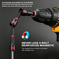 Embout de tournevis multifonctionnel 1/4'' magnétique indexable en acier S2 avec revêtement en oxyde noir et manchon en caoutchouc, kit d'outils à main