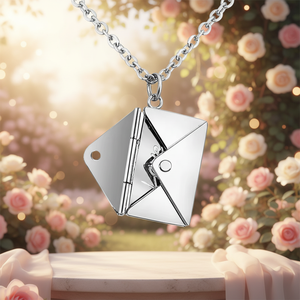 Collana con Ciondolo a Forma di Busta Personalizzata Romantica <span class=keywords><strong>in</strong></span> Acciaio Inossidabile Placcato Oro 18K con Incisione 'Ti Amo' per Innamorati - Product Image 2