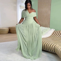 Robe plissée à manches courtes Wenshuo, robe unie personnalisée, robe maxi décontractée à marque privée, fabricant