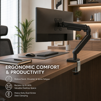Support de bureau réglable pour un seul moniteur avec ressort à gaz, pour écrans de 13 à 32 pouces, support ergonomique pivotant à mouvement complet, VESA 75 100