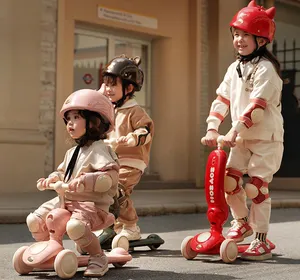 Scooter infantil dobrável 3 em 1, triciclo com três rodas para crianças pequenas, kick scooter infantil, mini scooter para bebês de 2-6 anos