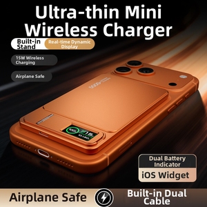 <span class=keywords><strong>Cargador</strong></span> Portátil Magnético Inalámbrico con Pantalla TFT, Delgado, Personalizable, 3 en 1, Mini, con Soporte para Teléfono Integrado, 5000 mAh - Product Image 3