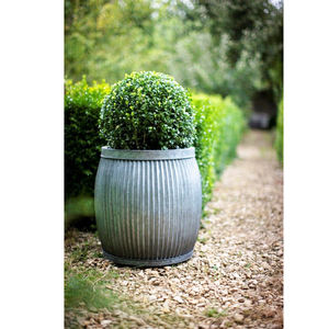Jardinières de jardin Vintage en fer galvanisé, pour intérieur et extérieur, Pots de fleurs côtelés en fer Offre Spéciale - Product Image 1
