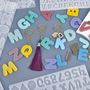 Boucle d'oreille personnalisée A-Z silicone écologique Opp sac pendentif lettre artisanat Art moule bricolage Alphabet <span class=keywords><strong>Kit</strong></span> - Product Image 2